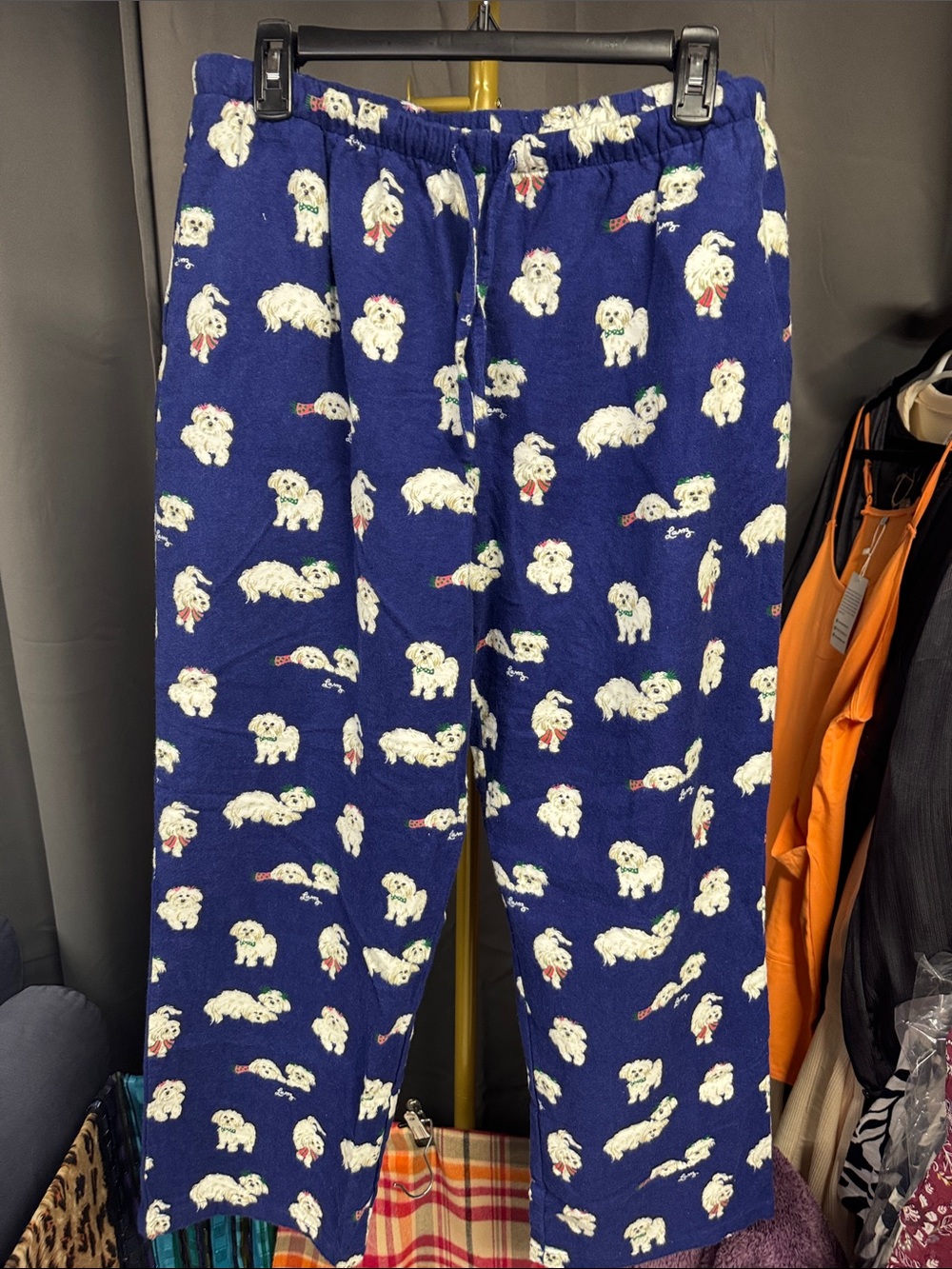 Blue Flannel Dog-Print Pajama Pants